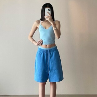 【消烦局长】糖果色中裤·夏季毛圈棉休闲阔腿裤慵懒直筒裤五分裤