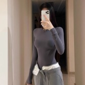 上衣女士T恤秋季 打底 显瘦打底衫 长袖 消烦局长 Fits修身