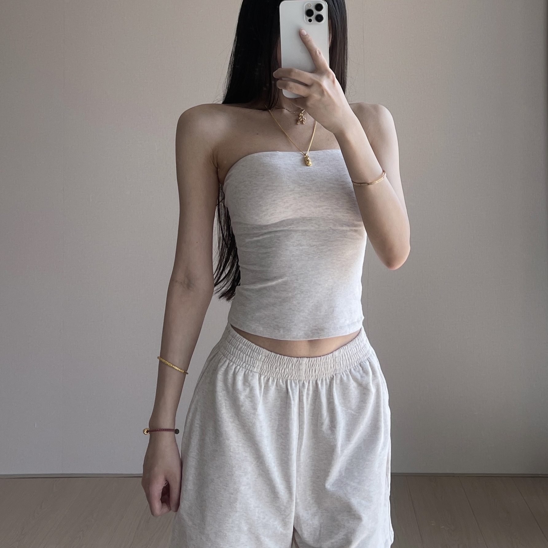 SKIMS cotton·卡戴珊平替外穿抹胸上衣女高级感海边短款修身显瘦