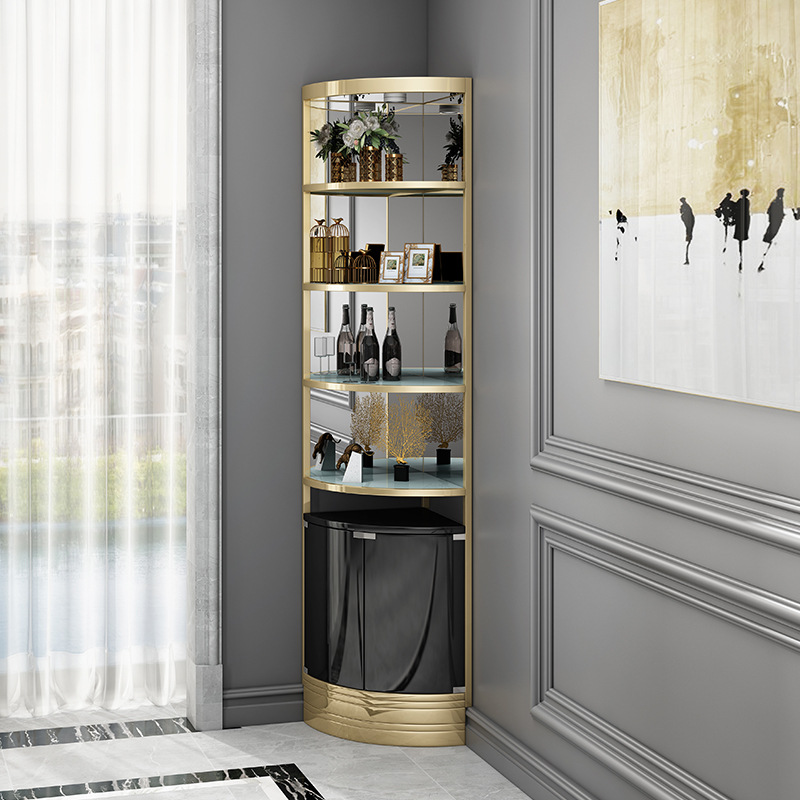 碧桂园轻奢不锈钢酒柜家用客厅转角柜落地三角柜餐厅墙角酒柜靠墙