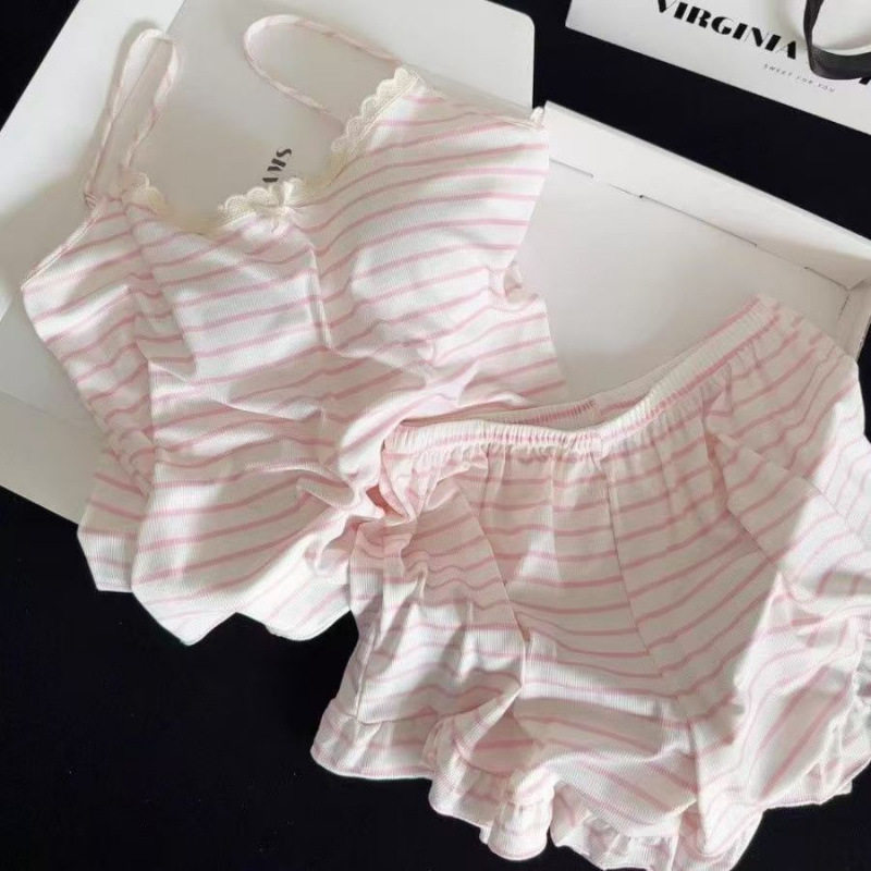 睡衣女夏季两件套甜美少女款条纹纯欲吊带舒适亲肤可外穿短裤套装,运动/瑜伽/健身/球迷用品,情侣装泳衣,淘宝优惠券,粉丝福利购,淘宝优惠卷