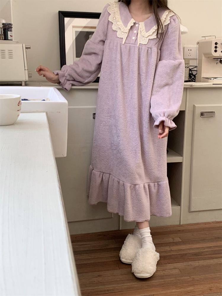 甜美风蕾丝花边珊瑚绒睡裙女秋新款公主少女浴袍情侣装泳衣连衣裙,运动/瑜伽/健身/球迷用品,情侣装泳衣,淘宝优惠券,粉丝福利购,淘宝优惠卷