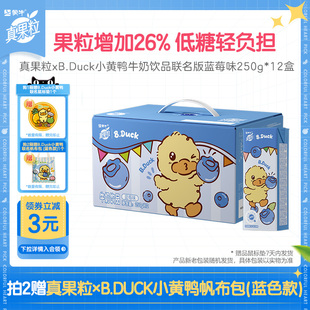 1箱 12盒 蒙牛真果粒xB.Duck小黄鸭牛奶饮品蓝莓味联名版 250g