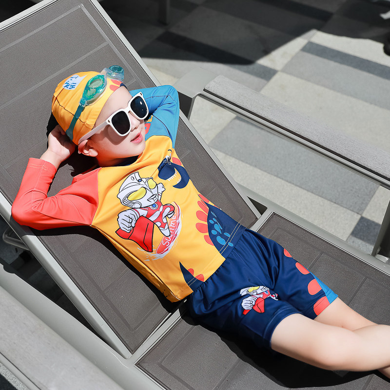 奥特曼儿童泳衣2024新款分体防晒宝宝泳裤男孩专业游泳训练泳装夏