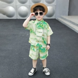 Комплект для мальчиков, детское ханьфу, шелковая летняя одежда, китайский стиль, короткий рукав