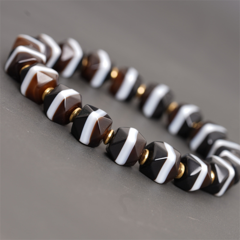 天然一线药师珠玛瑙手串唐八棱老型手链藏式文玩配珠diy多宝珠