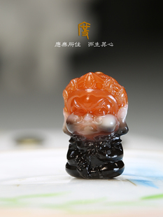 天珠老改大黑天造像文玩手串配珠配饰黄财神配珠三通背云DIY珠子