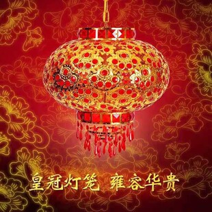 灯笼新款2026年中国风旋转led铁艺水晶灯笼插电款红灯笼年货春节