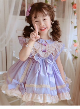 儿童秋装连衣裙紫色洛丽塔女童公主裙女宝宝生日礼服洋装lolita裙