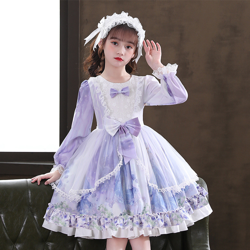 女童洛丽塔公主裙小女孩洋装萝莉塔裙儿童lolita连衣裙可爱蝴蝶结_虎窝淘