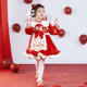 儿童汉服洛丽塔女童新款 拜年服红色过年连衣裙斗篷加绒加厚冬