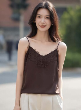 【商场同款】ANN SHAO蕾丝设计感吊带宽松背心氛围感唯美V领