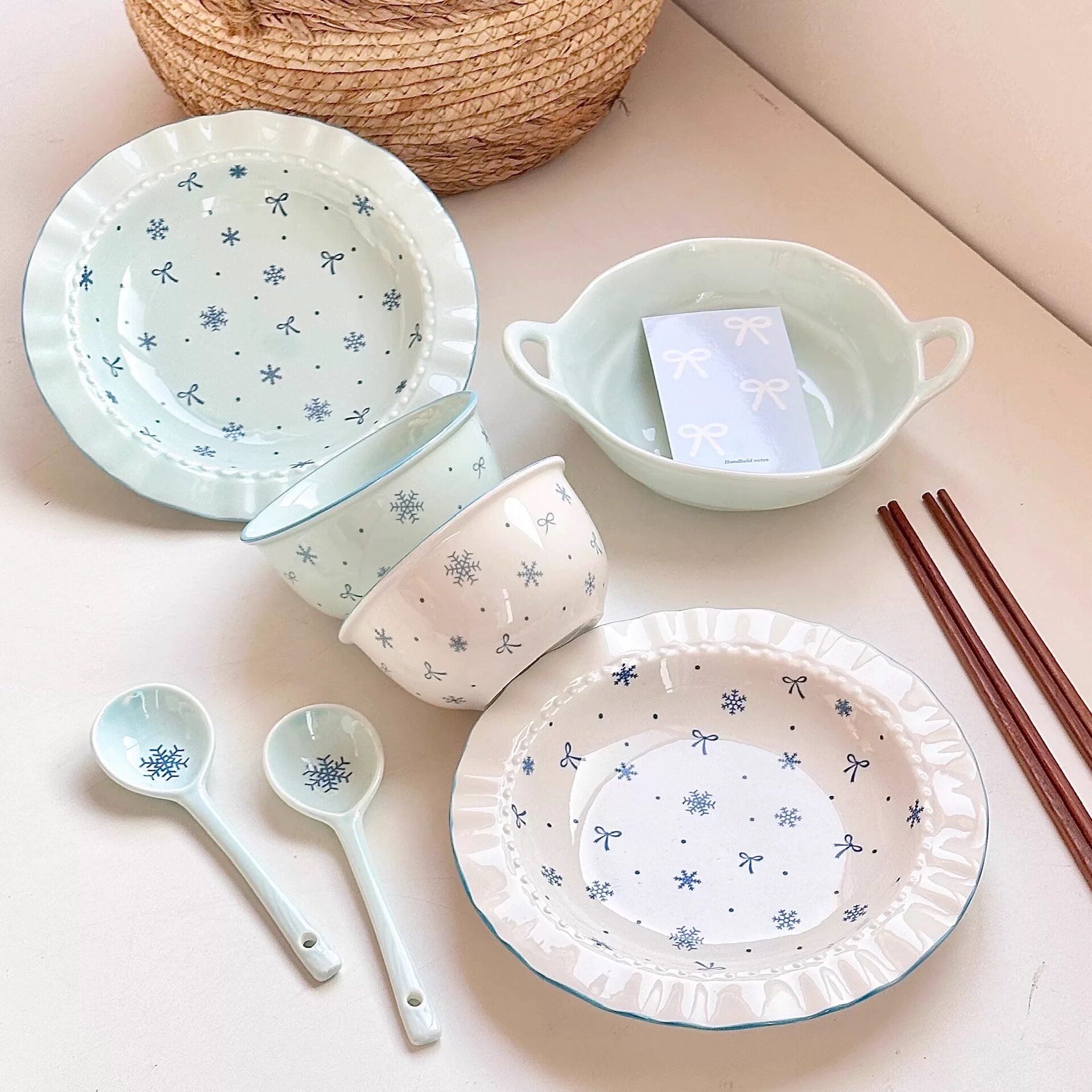 初雪陶瓷碗盘家用餐具高