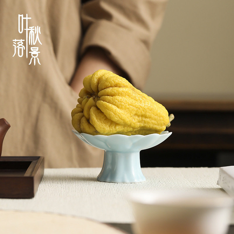 中式高脚陶瓷茶点盘小号