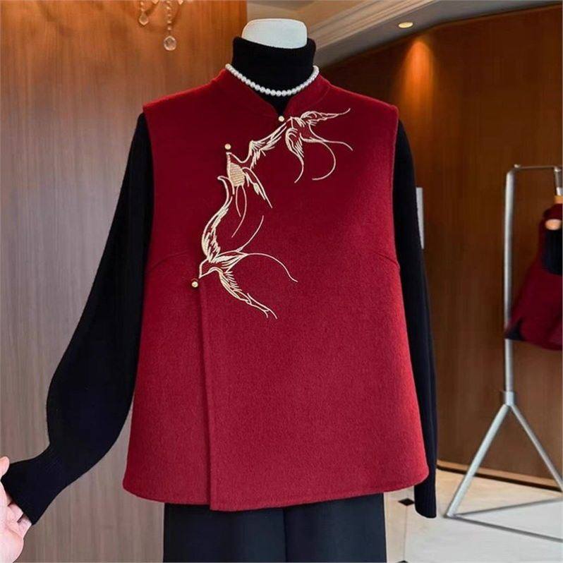 *点击率女装新中式羊毛外套冬季女复古重工绣花马甲气质宽松上衣,女装/女士精品,马夹,淘宝优惠券,粉丝福利购,淘宝优惠卷