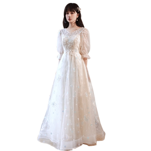 法式晚礼服女学生毕业仙气公主艺考成人礼高中生主持人连衣裙女生