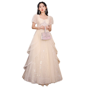 法式晚礼服女2025新款高级感气质超仙成人礼女孩高中生毕业连衣裙