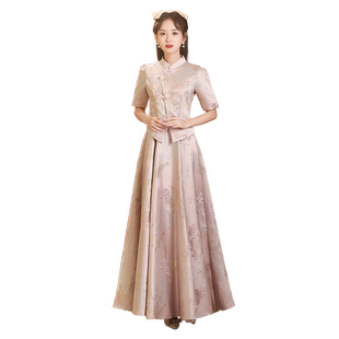 新娘敬酒服粉色2026新款高级感春夏订婚礼服裙女新中式结婚秀禾服