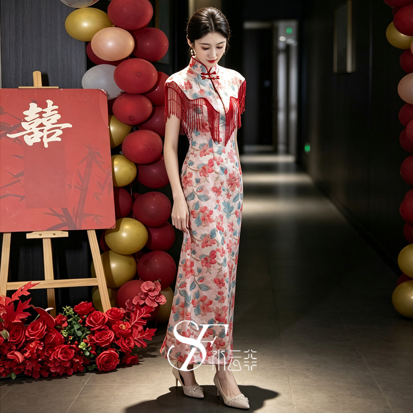 敬酒服新娘旗袍套装复古新中式流苏披肩国风年轻人结婚订婚礼服女