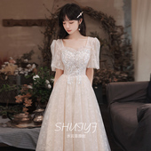 艺考晚礼服女气质名媛法式 仙气宴会成人高中毕业连衣裙 高端中长款