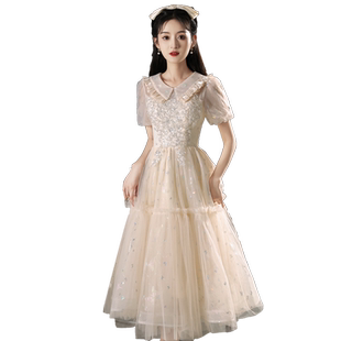 法式晚礼服女2025新款宴会主持人艺考高级感高中学生连衣裙成人礼