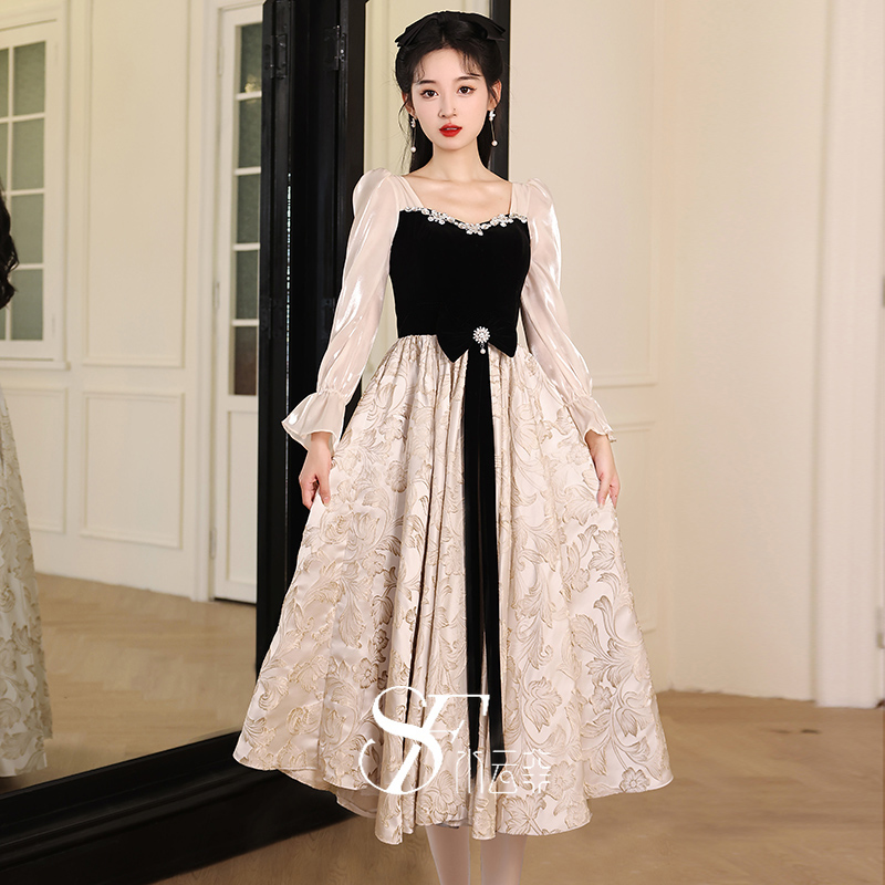 水云菲韩式优雅长袖中长款