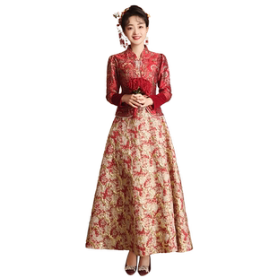 敬酒服新娘春夏高级长袖新中式复古结婚当天便装秀禾服订婚礼裙女