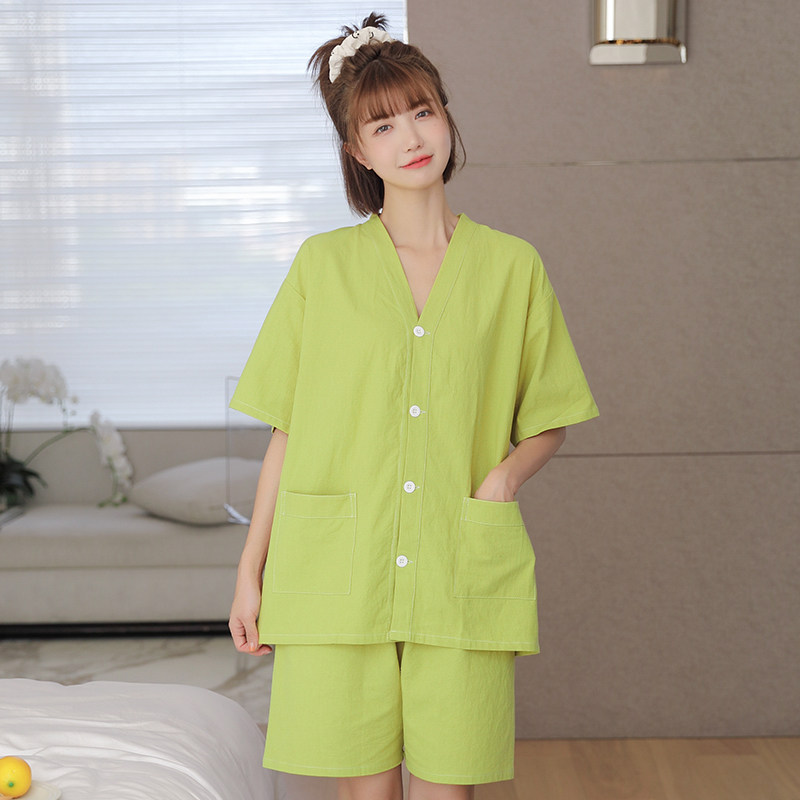 艾灸服纯棉前后开扣2023美容汗蒸服