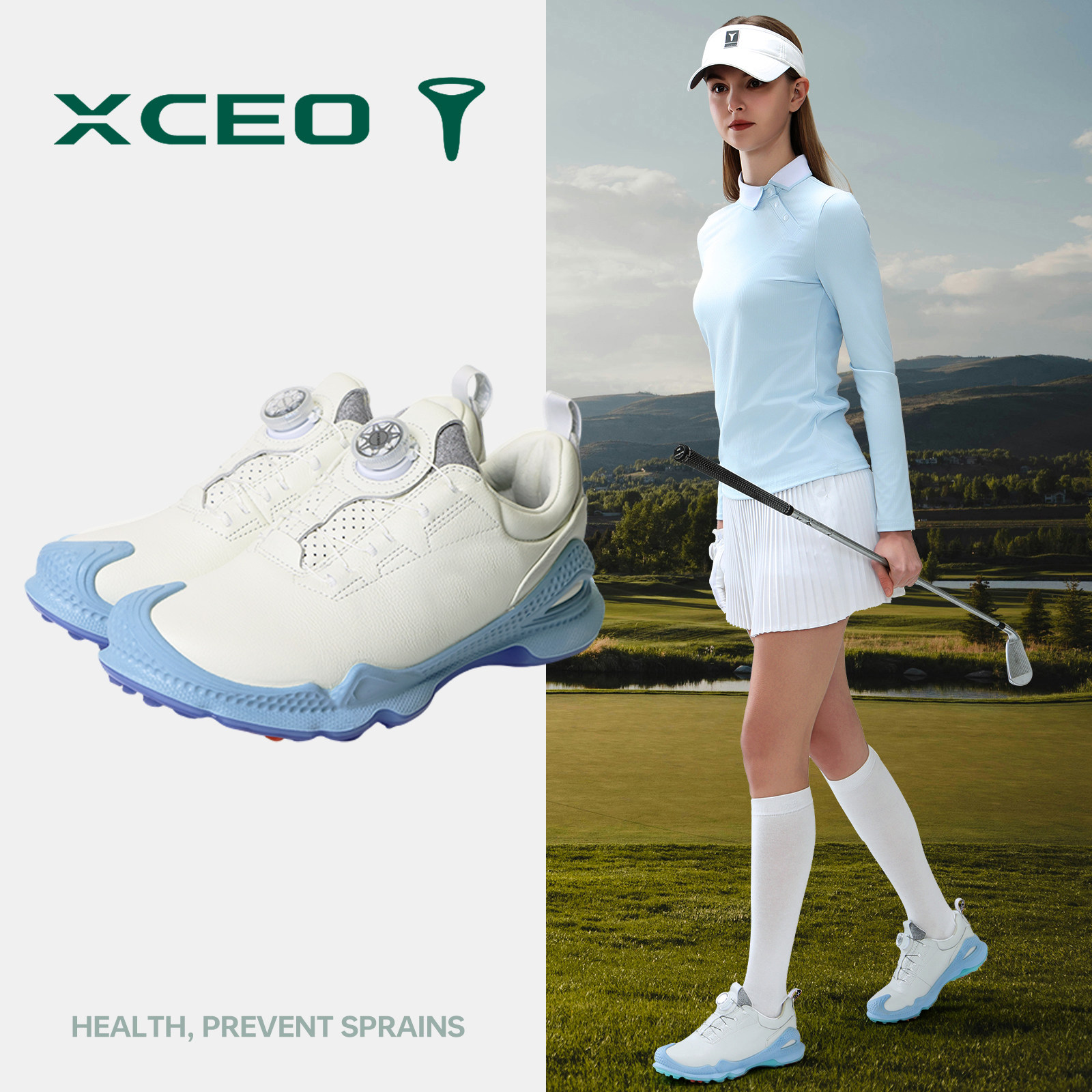 XCEO芯鹰女款真皮高尔夫球鞋