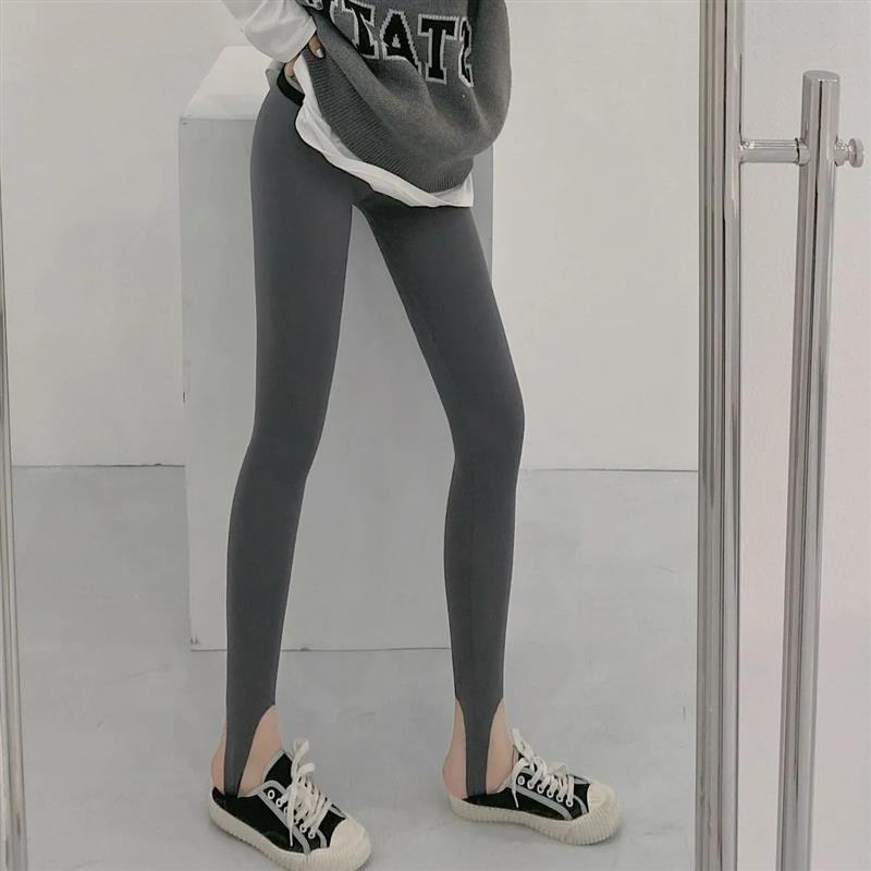 时尚鲨鱼裤打底瑜伽裤女春季2025新款高腰收腰磨毛保暖瘦腿踩脚裤