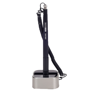 得力台笔固定笔座带线办公签字笔粘在桌子上的笔桌面可粘贴防丢吧台笔器带绳中性笔商务银行前台服务柜台笔