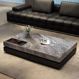 现代极简岩板茶几意式大尺寸轻奢简约客厅家用高端小户型方形茶几