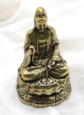 观音菩萨佛像供奉家用纯铜南海坐莲观世音家居摆件送子保平安铜像