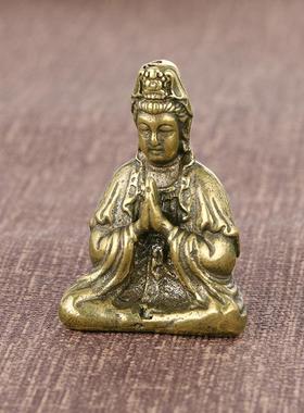 做旧仿古黄铜南海观世音实心铜佛像菩萨地藏王释迦牟尼佛铜器摆件