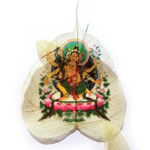 VHM7菩提叶脉画佛像摆件普贤菩萨白度母黄财神唐卡结缘礼品禅意玄