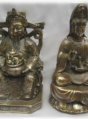 古玩黄铜工艺 铜观音摆件 乾隆年制观音铜像观音菩萨厂家直销