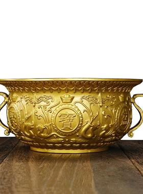 大厂新款礼黄铜聚盆摆件香炉家铜居店铺开业品如意40铜宝盆