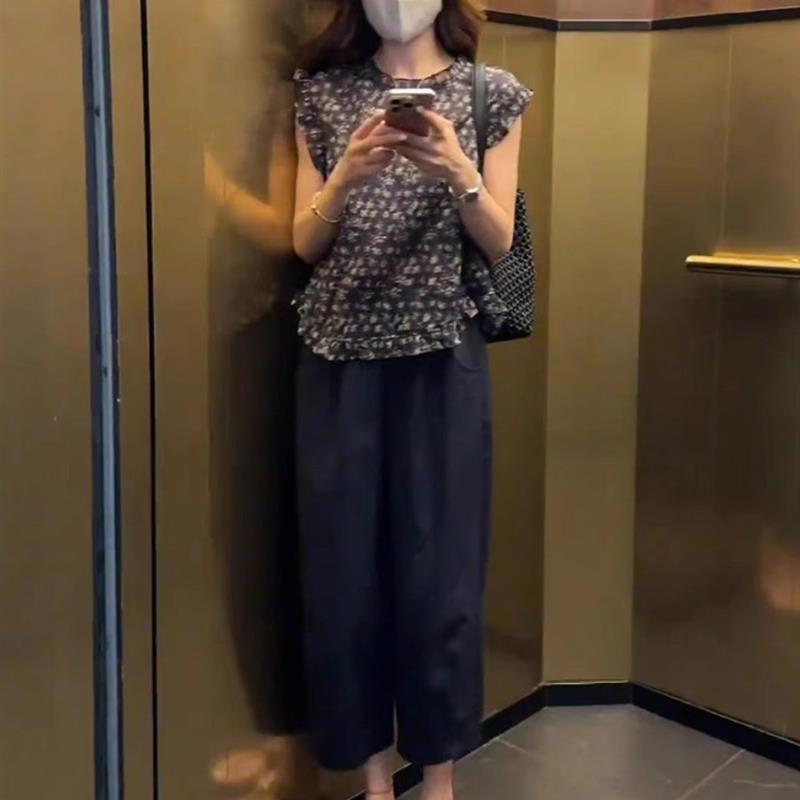 SOLENELARA减龄穿搭一整套时尚高级感微胖显瘦波点上衣休闲阔腿裤