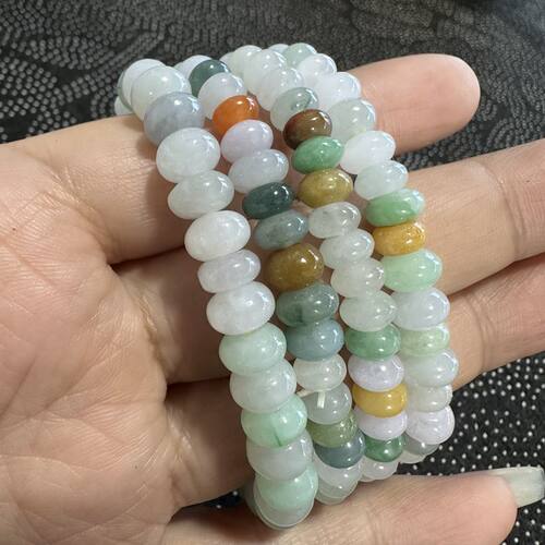缅甸A货翡翠多宝算盘珠手链