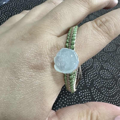 冰种清水莲蓬编织手链 天然缅甸A货女士款个性手绳孕妇妈妈款礼物