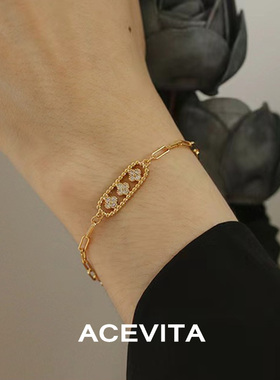 ACEVITA时尚简约花朵吊牌手链