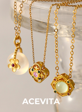 百搭国风高级感古法锆石玛瑙项链