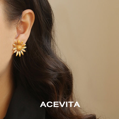 ACEVITA文艺气质向日葵雏菊耳钉