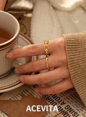 ACEVITA | 净空 复古简约线条缠绕指环叠戴ins镂空设计高保色戒指