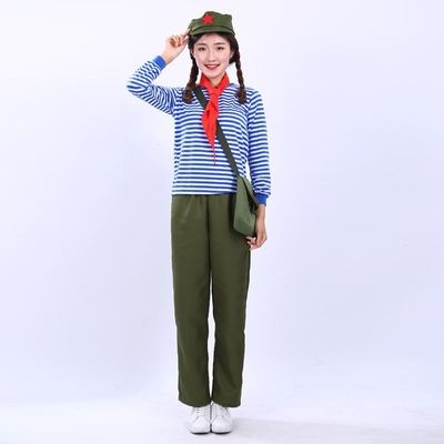 *怀演旧服装7演0-80年代衣服革知青红卫兵套装海魂衫