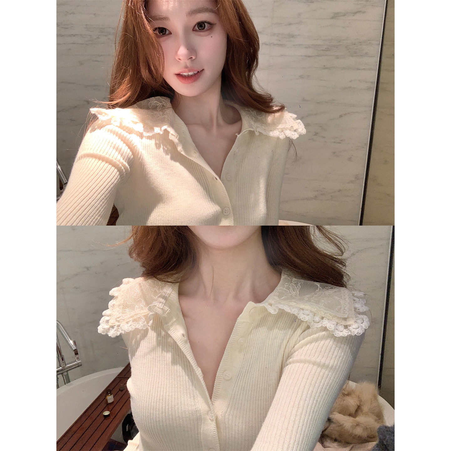 SourceWithU花鸟蕾丝羊毛针织衫