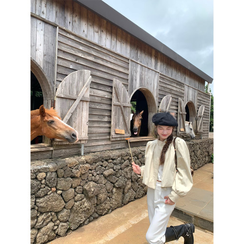 SourceWithU灯笼袖短款风衣外套