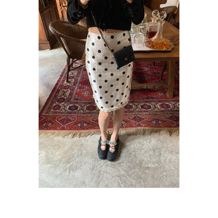 肌理莱赛尔 SWU3 复古波点 限时折扣 花边波普风中裙半裙