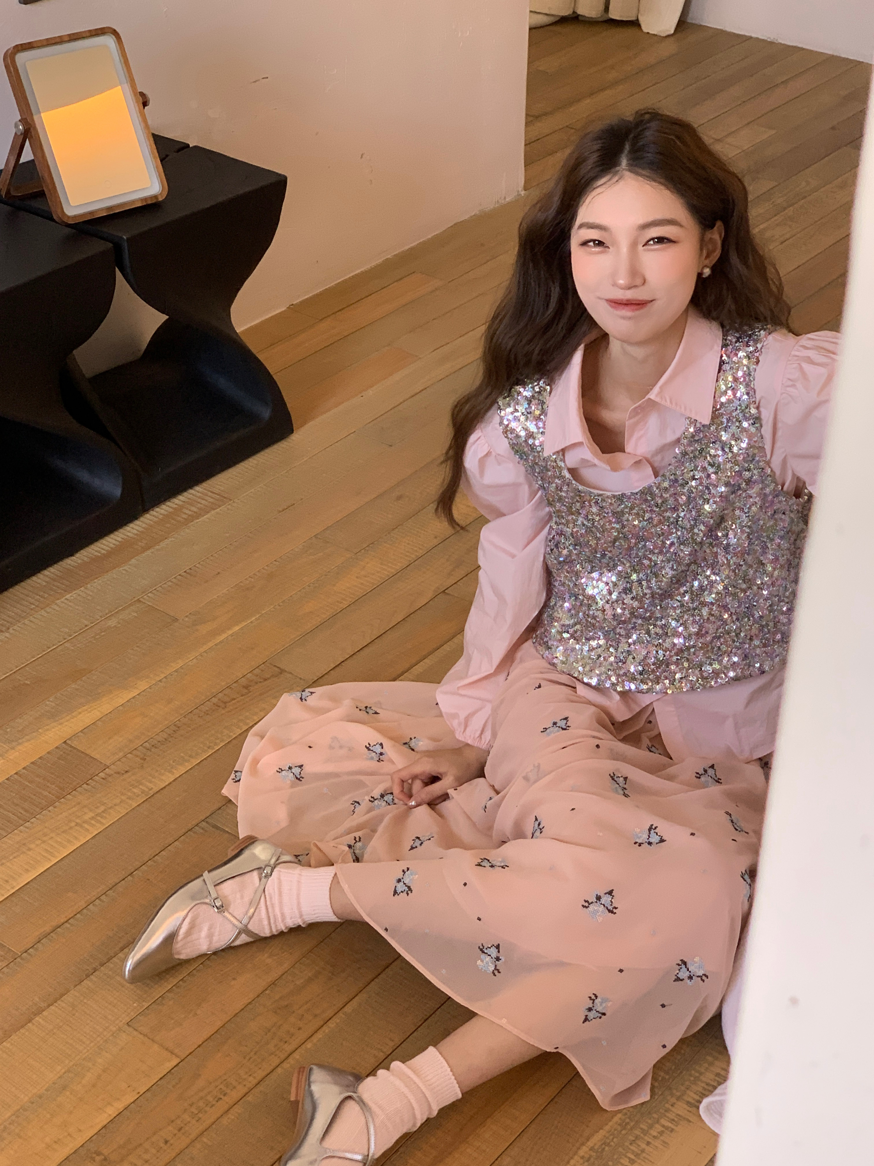 SourceWithU 星辰湖面 闪粉满天星3色亮片背心马甲女外穿时髦上衣