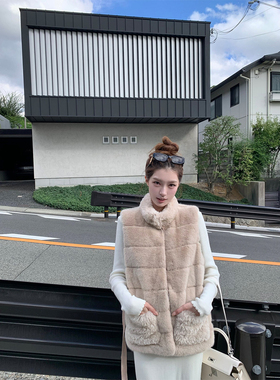 SourceWithU【蒙口爆款】贵妇感仿真环保貂绒两穿收腰马甲外套冬